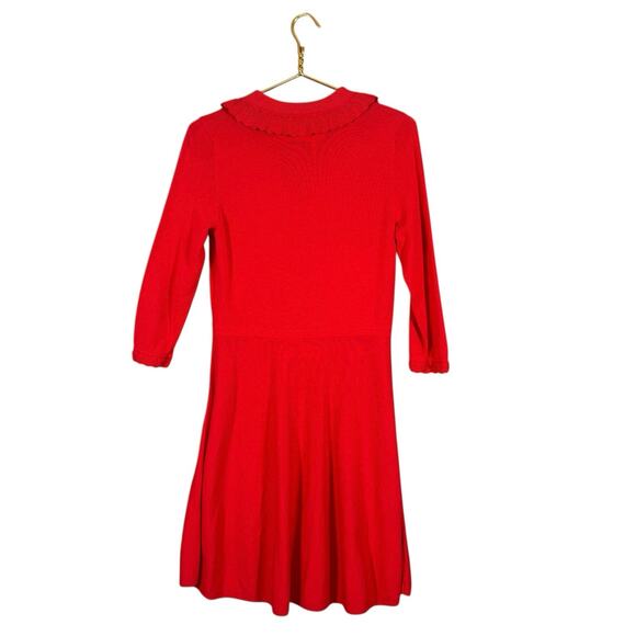 Talbots Petite Small Red Ruffle Collar Fit Flare Sweater Dress Office Siren - Picture 11 of 11